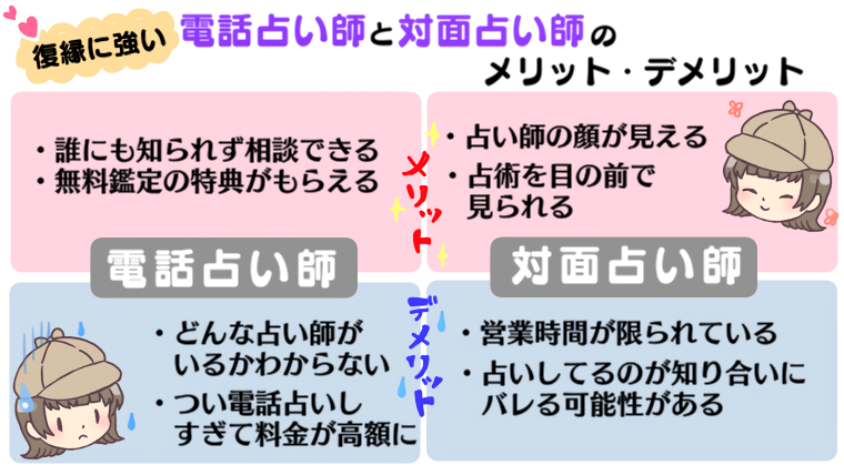 復縁に強い「電話占い師」と「対面占い師」のメリット・デメリット